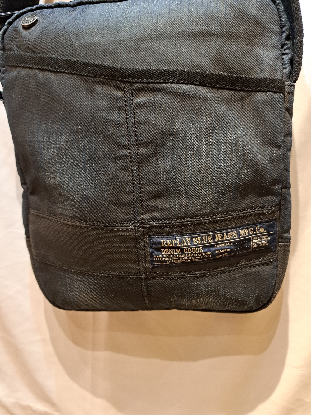 REPLAY Blue Jeans Black Crossbody Bag – Men's Casual Shoulder Bag
